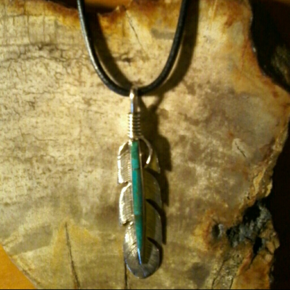 Native American feather pendant